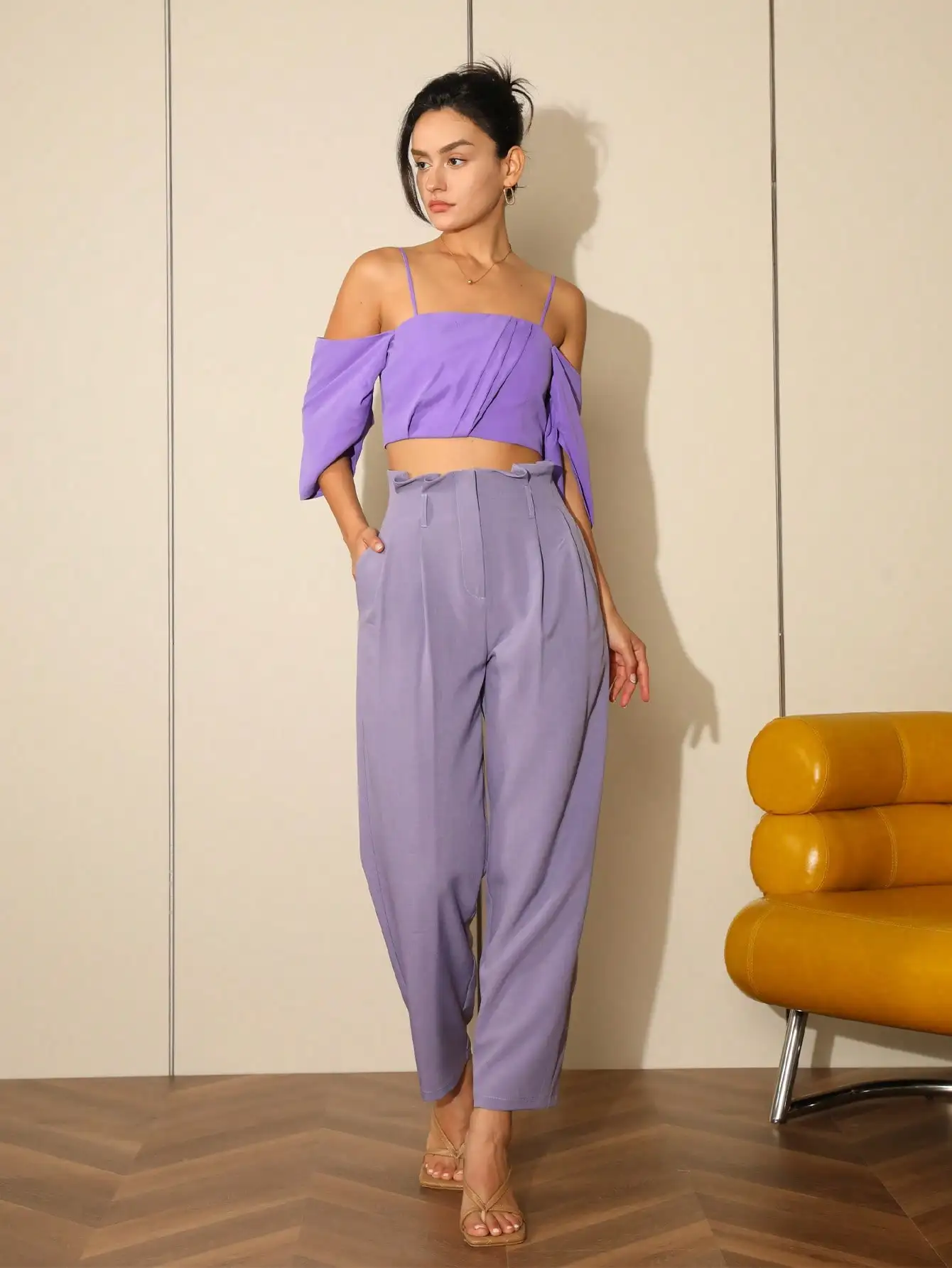 AEL  2024 autumn and winter new popular urban office slim fit solid color long suit pants for women