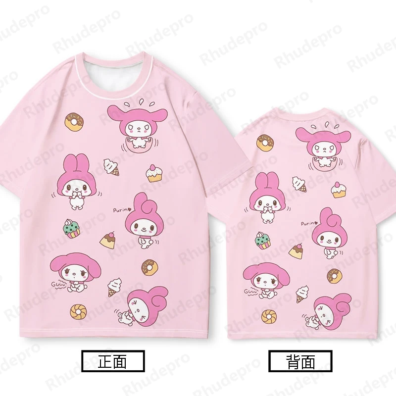 2024 Melody Co-branded Short-sleeved T-shirt For Women Summer Lively Sanrio Top For Girls Melody Clothing T-shirt