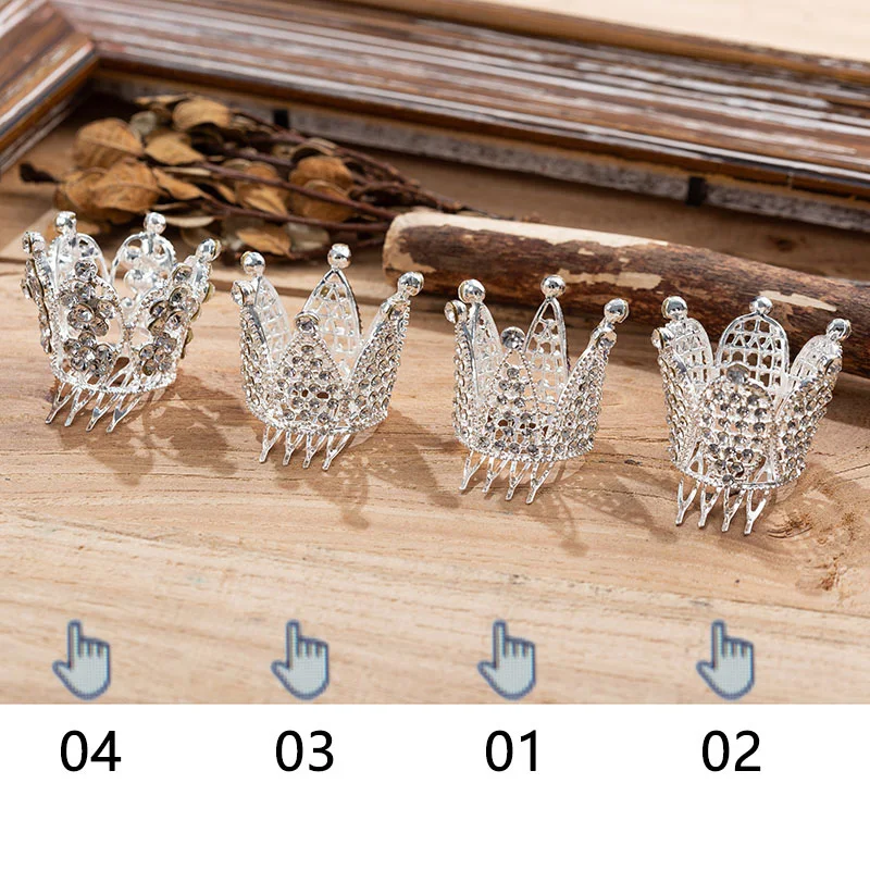 Mini Round Crystal Rhinestone Tiaras and Crowns Pageant Prom Princess Comb Tiara Crown Wedding Hair Accessories for Women