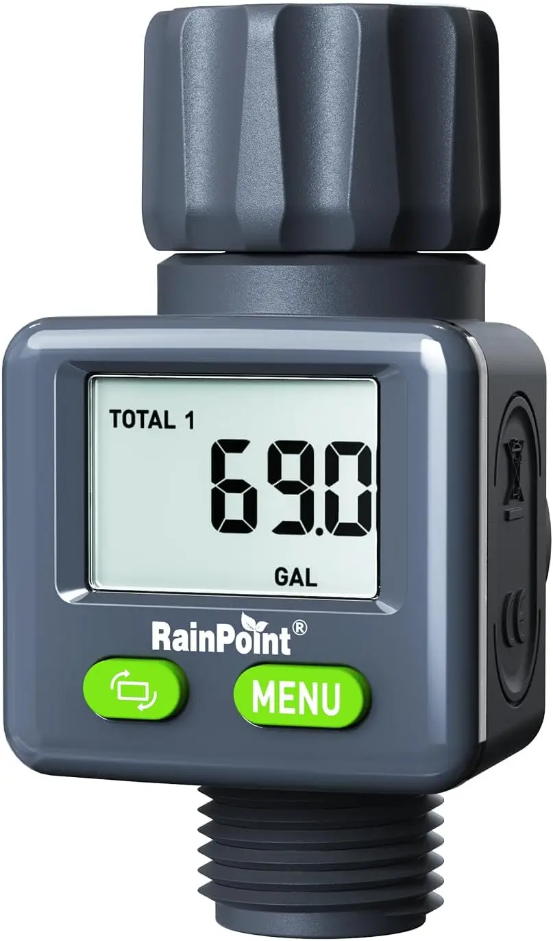 

Digital Water Flow Meter for RV & Garden Hose, Gallon/Liter Switch, Indoor/Outdoor Use