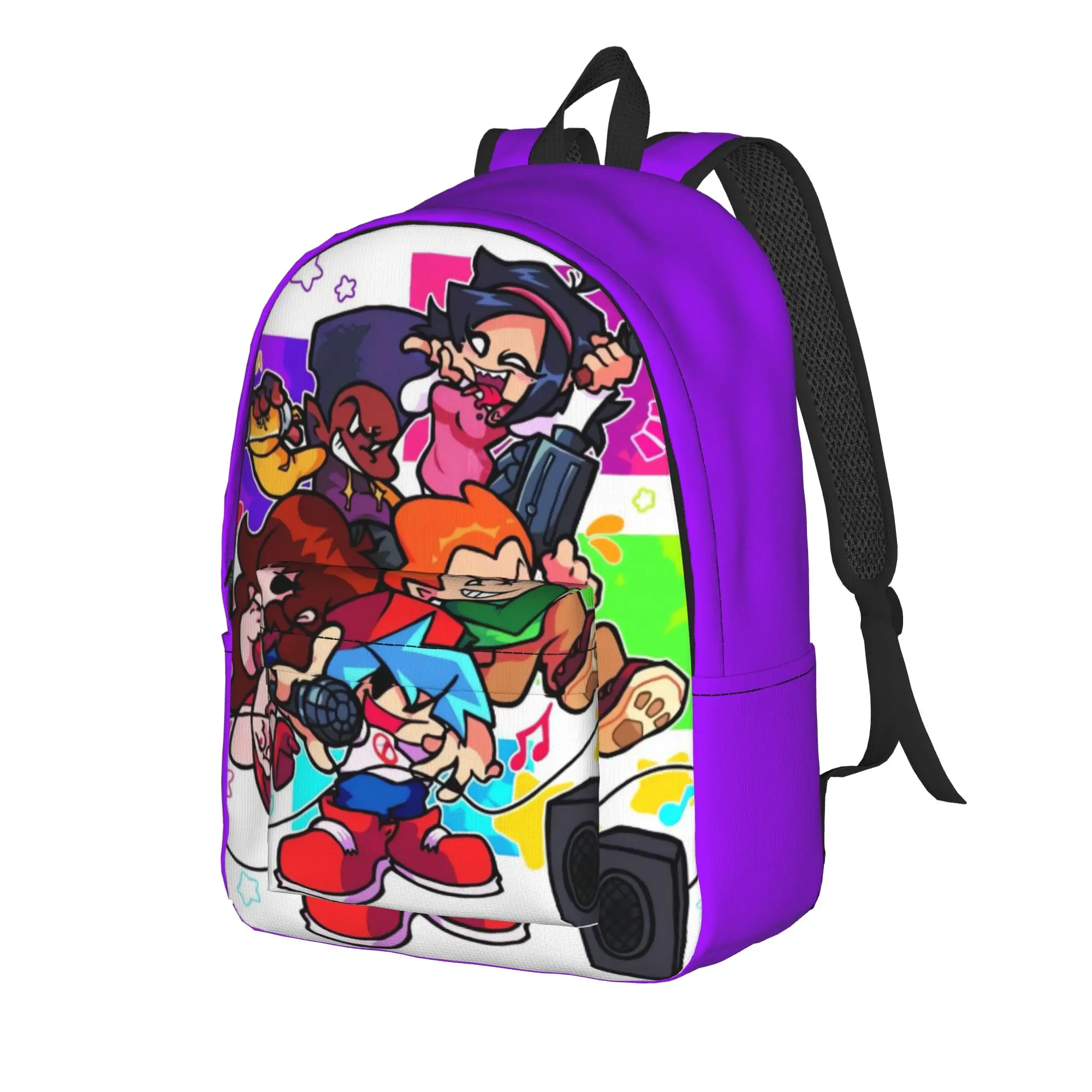 Cartoon Youthful Friday Night Funkin Backpack Teen  Print Backpacks Polyester Casual School Bags Travel High Quality Rucksack