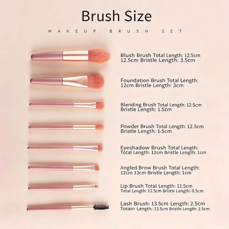 8Pcs Multi Pastel Color Mini Makeup Brush Set With Storage Bag For Blush Eyeshadow Eyelash Detail Beginner Travel Make Up Tools