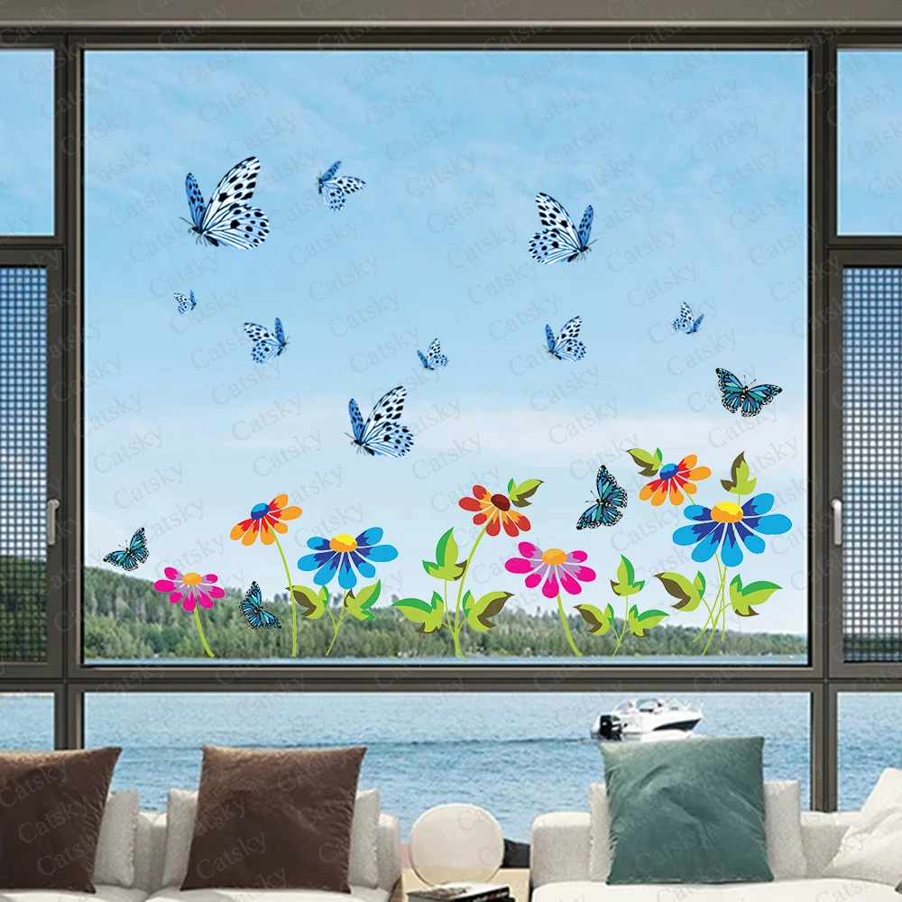 

flowers butterfly bird Window stickers, wall stickers, roof murals, home decoration, PVC self-adhesive refrigerator magnets