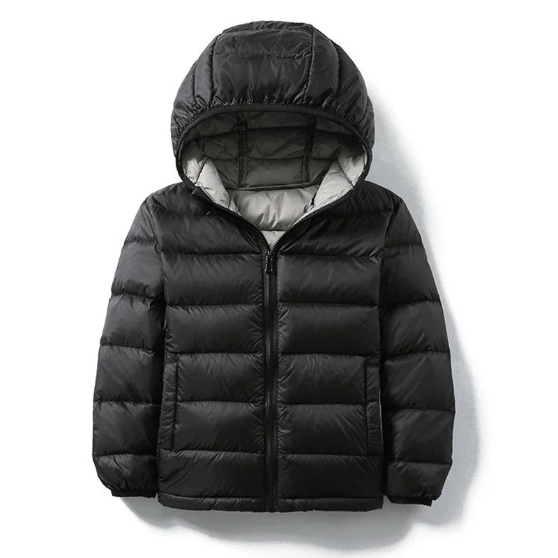 0-10℃ Kids Duck Down Jackets 2025 New Ultra Light Hooded Winter Coats for Boys Girls Portable Windproof Puffy Parkas 13T 14T