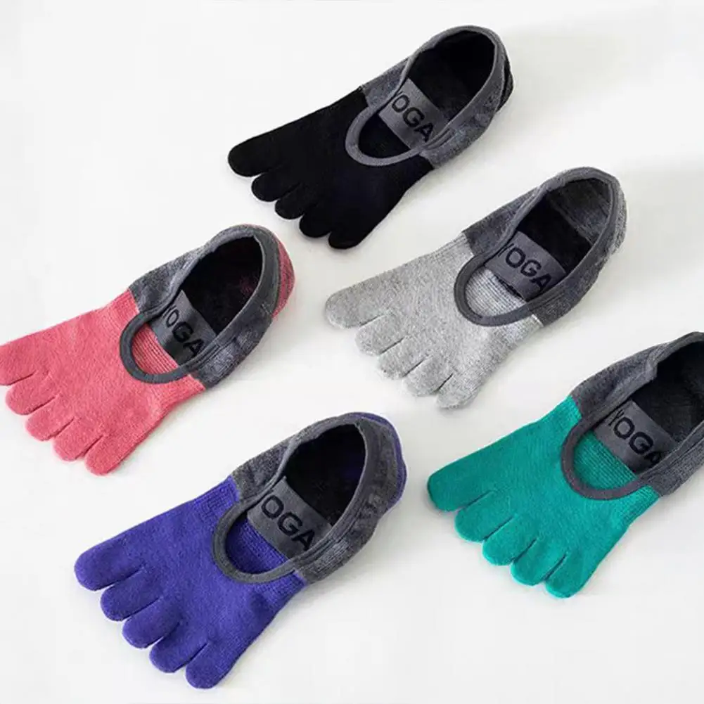 

1 Pair Women Toe Socks Yoga Socks Non-Slip Bottom Five Toe Sock Ballet-Style Design Studio Exercise Socks Elastic Footwear