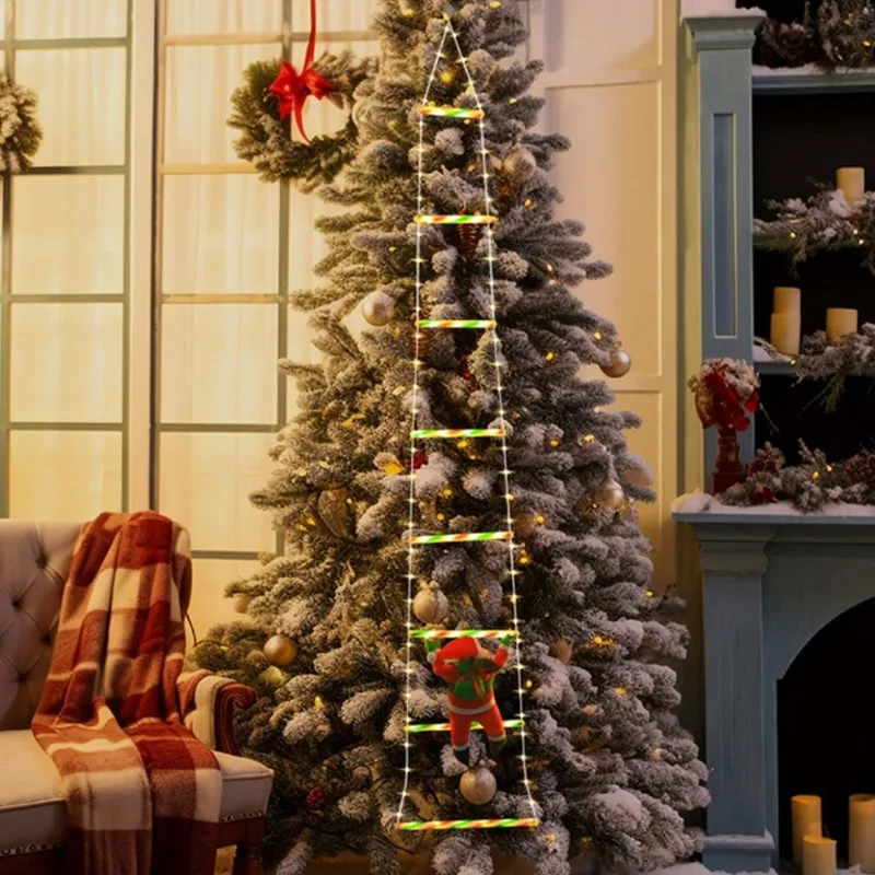 1,5/3 m Weihnachtsdekoration, LED-Weihnachtsmann, Kletterleiter, Licht, USB-Stecker, 8 Blinkmodi, geeignet für Zuhause, Weihnachtsbaum, Wand, Fenster – Detail 4