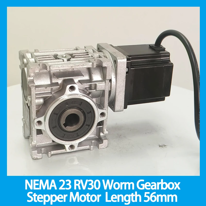 

NEMA 23 RV30 Worm Gearbox Stepper Motor 5:1-80:1 CE ROHS Motor Length 56mm (153oz-in) Nema23 Worm Reducer Gear Stepper Motor