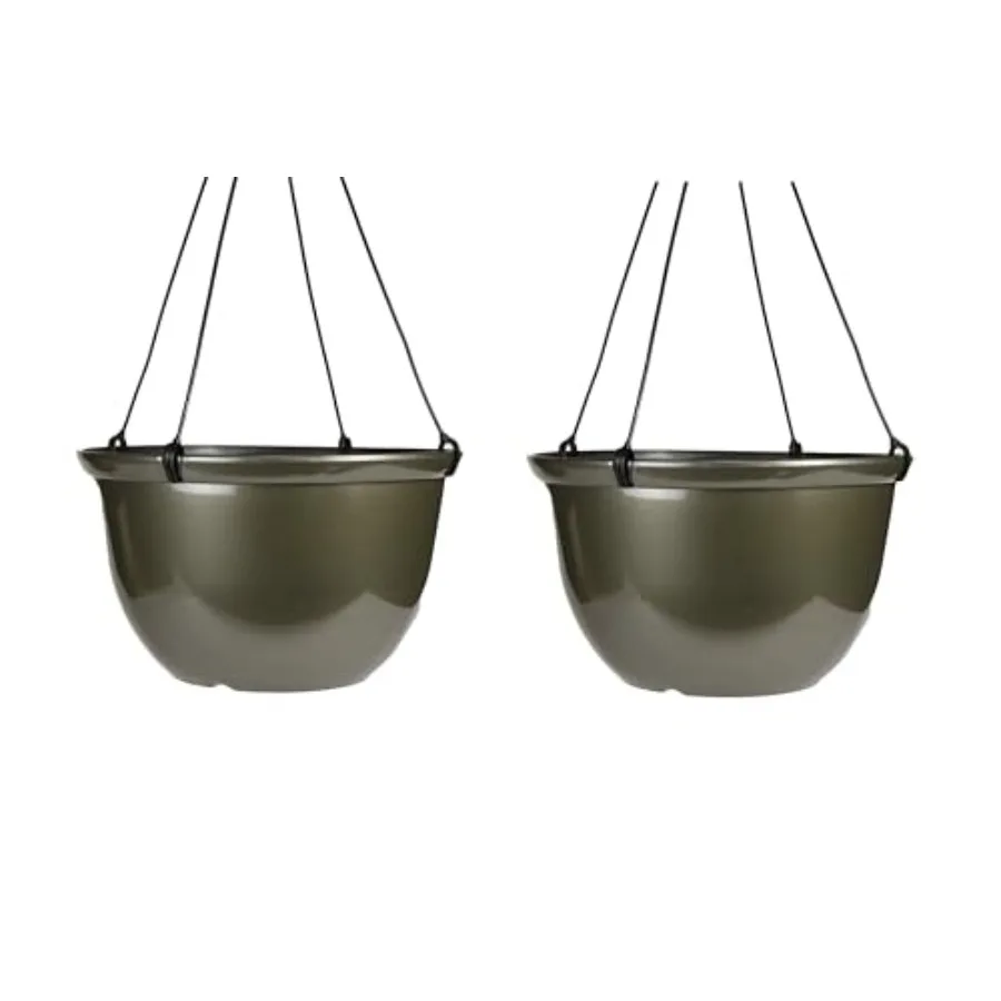 

Подвесное металлическое кашпо HC Companies, 11 дюймов - круглая подвесная корзина для комнатных и уличных растений, набор из 2 штук