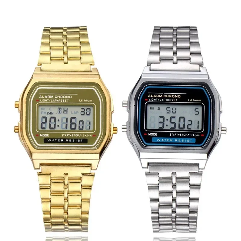 Zegarek sportowy męski cyfrowy Led moda luksusowy kwadratowy zegarek ze stali nierdzewnej elektroniczne zegarki damskie męski zegar Reloj Hombre