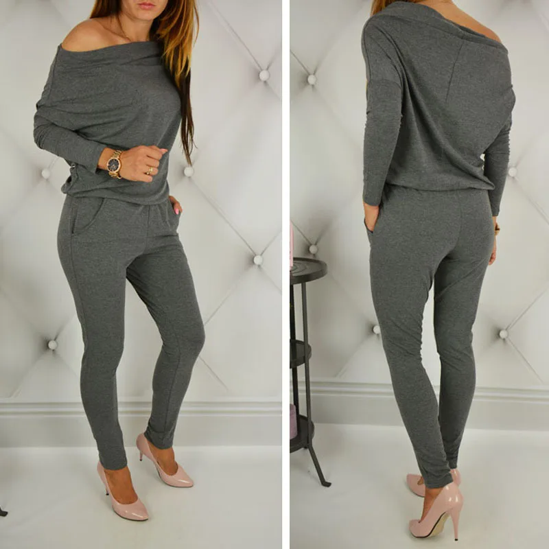 2025 New Women's Fashion Autumn and Winter New Women's Ebay Explosive Long Sleeve Off-the-Shoulder Casual Jumpsuit