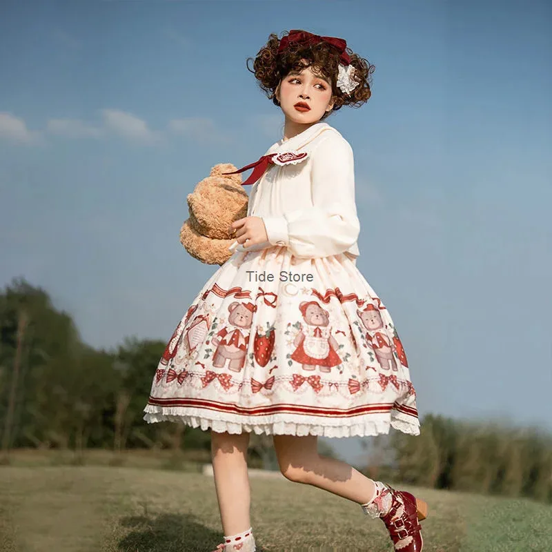 Winter Gift Lolita Winter Full Set Elegant Daily Lolita Skirt Harujuku Goth Lolita Pajamas Cute Lolita Preppy Style