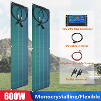 600W 300W Flexible Solar Panel Kit 18V Monocrystalline Cell Solar System For Outdoor Camping Yacht Car RV Boat Power Emergency