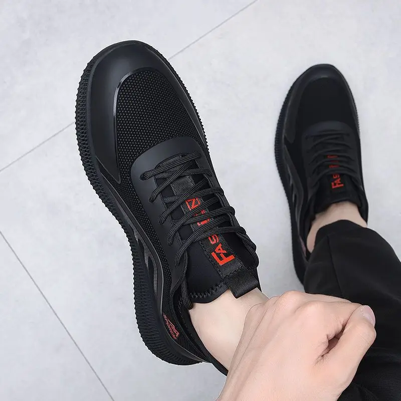 

Men's Black Sports Shoes Spring Winter Trendy Casual Youth Footwear Comfortable Breathable Leather Sneakers