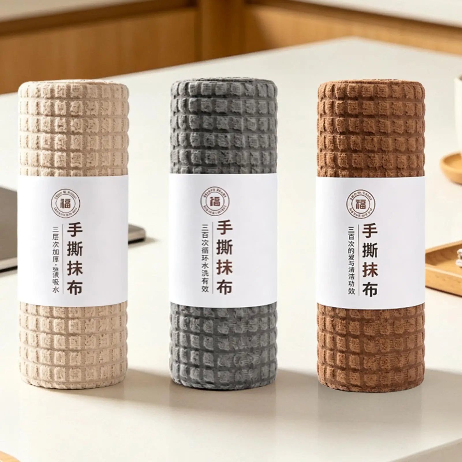 Tearable Kitchen Cloth Towels Roll Absorbent Fast Drying Thickened Towels Reusable Cleaning Rag for Kitchen Countertop Household