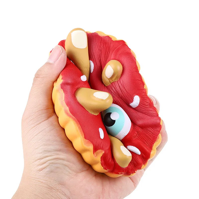 Novelty Funny Halloween Simulation Finger Eyeball Cake PU Slow Rebound Prank Toy Pinch Music Fidget Toy Decompress Toys