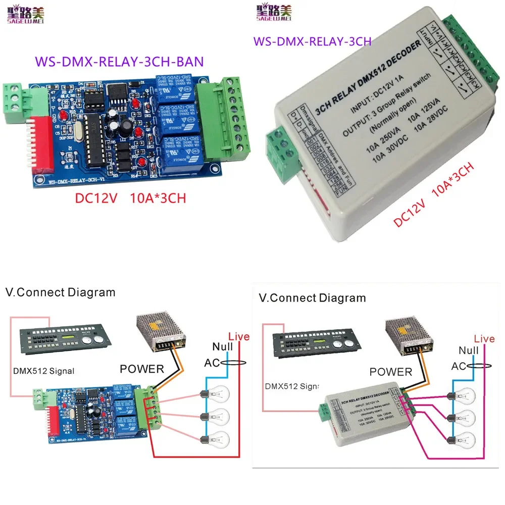 

Реле декодера 10 А * 3 канала Φ DMX512, контроллер 3P RGB, диммер 12 В постоянного тока для светодиодной ленты, лампа