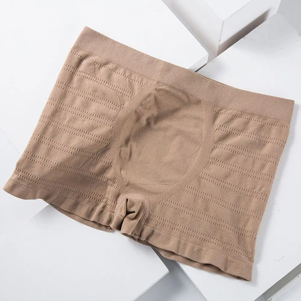 

Удобные эластичные хлопковые трусы со средней талией для фитнеса, однотонное мужское нижнее белье, дышащие бесшовные трусы-боксеры, нейлоновые шорты