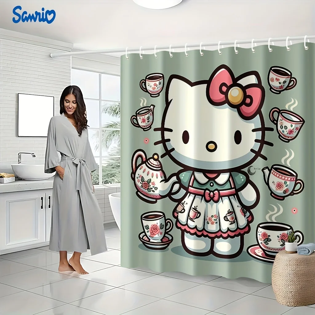 

Sanrio 1pc Hello Kitty Pattern Printed Shower Curtain, Durable Material, Suitable for Home Bathroom/Hotel Restroom/Dorm Partit