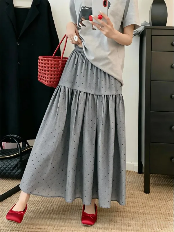 

plus Size Women's Gentle Wave Half-length Skirt Summer New High-waist Loose Slimming Hip Covering A-line Long Skirt