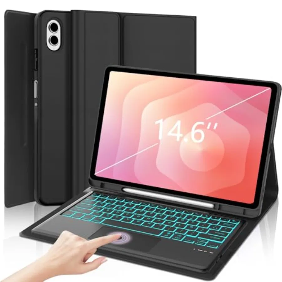 

Чехол-клавиатура с подсветкой для Samsung Galaxy Tab S11 Ultra 14.6 дюймов 2025 года, чехол для планшета Galaxy S11 Ultra с держателем для S Pen, магнитный, D-образный