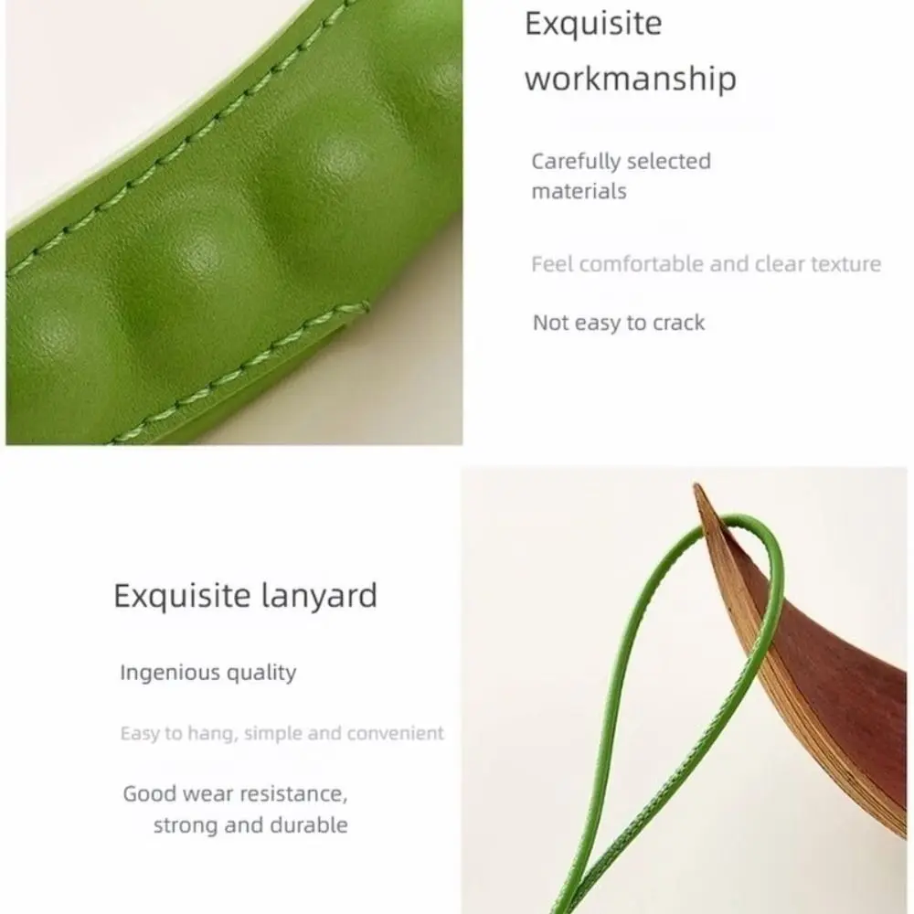 New High-End Pea Pendant Leather Handmade Pea Keychain Green All-match Style Pea Bag Charm Trendy Accessory