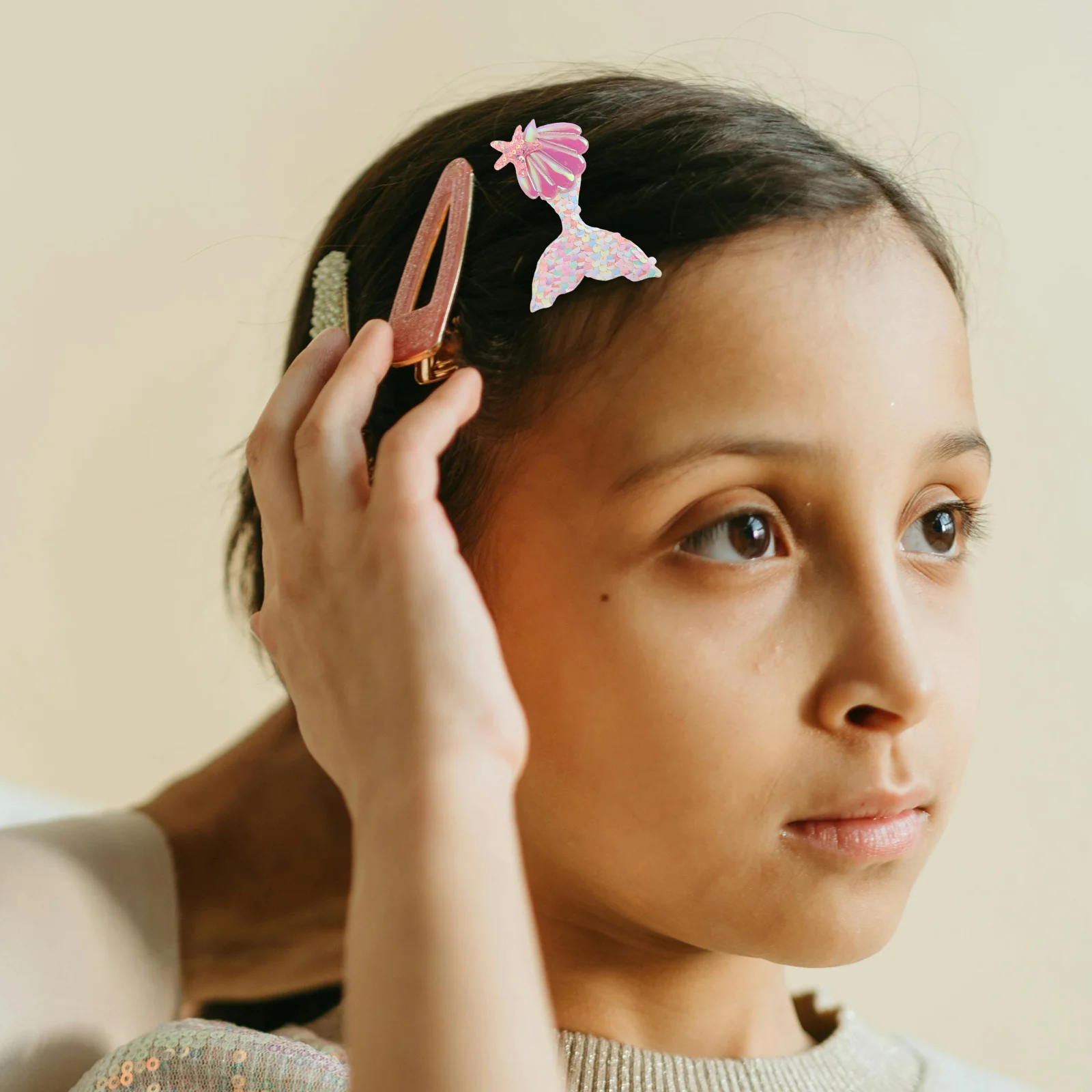 

5Pcs Mermaid Tail Hair Clips Sparkling Sequins Friendly Accessories for Little