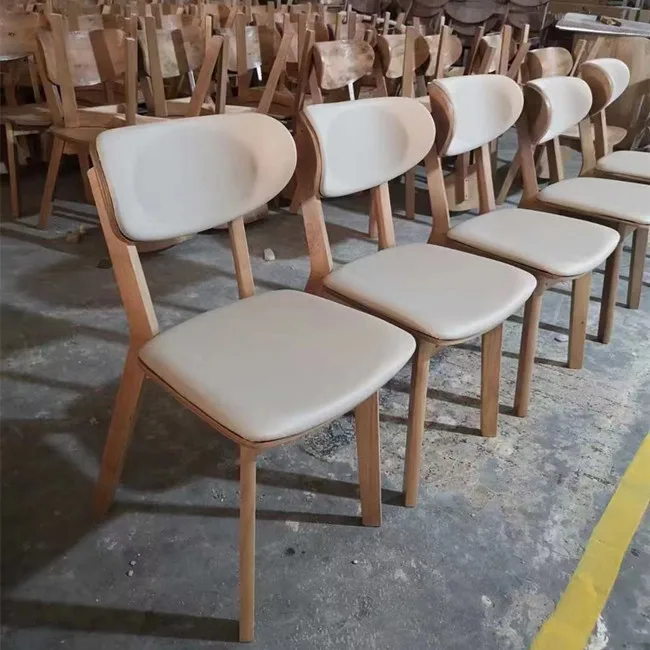 Wholesale Wishbone solid wood PU leather commercial Furniture cafe dining restaurant chair