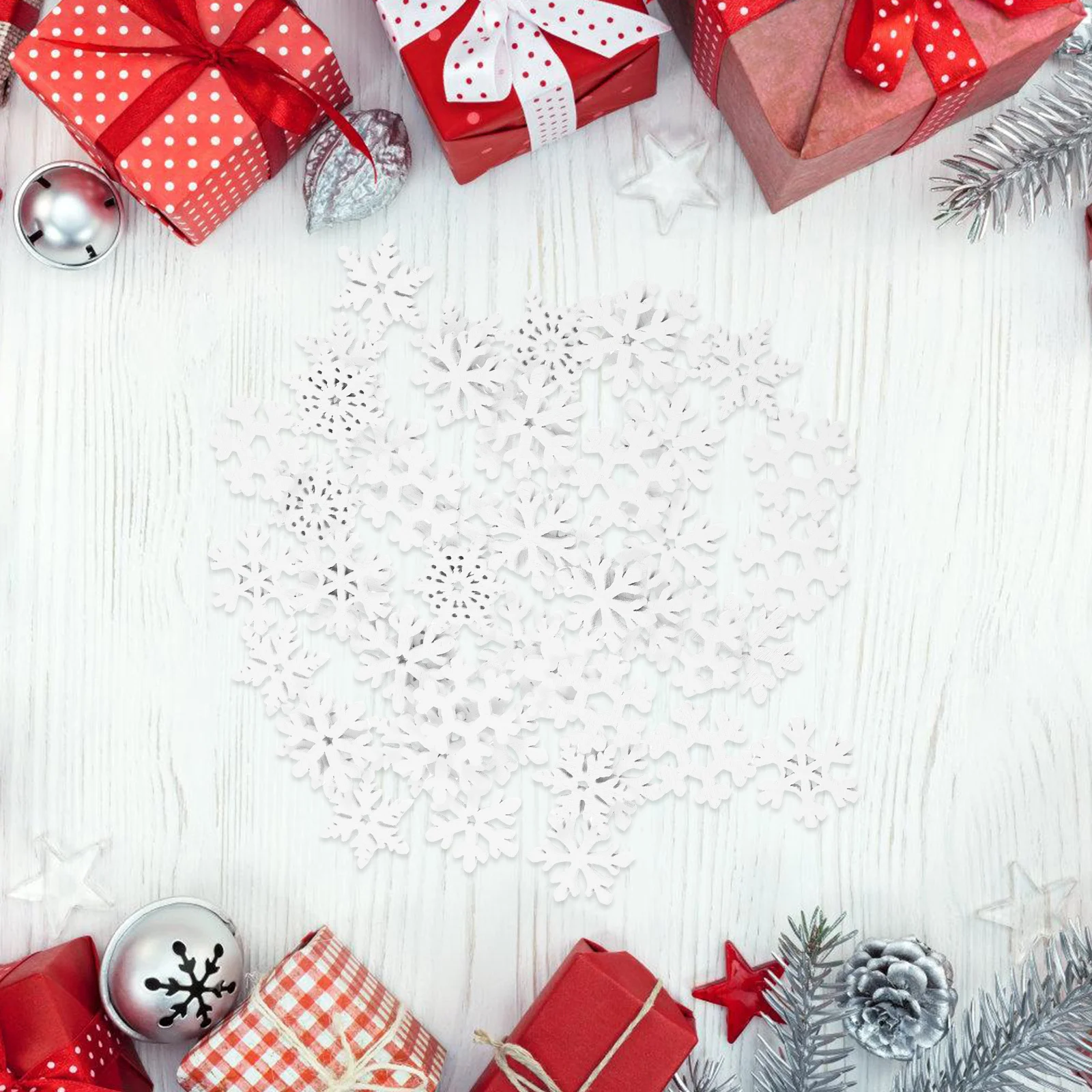 

50Pcs Wooden Snowflakes Unfinished 20mm Christmas Tree Hanging Decorations DIY Craft Supplies Holiday Wood Ornaments