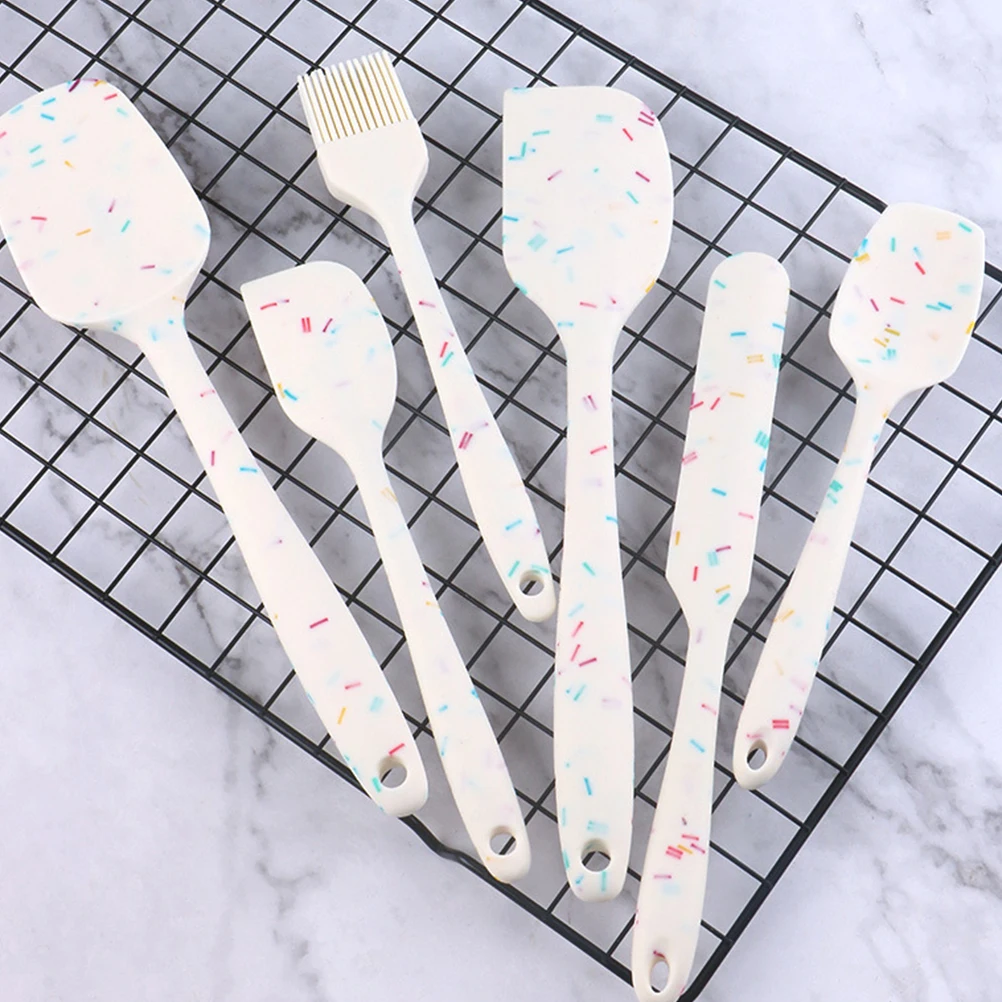 

6pcs Silicone Spatula Baking Scraper Kitchen Gadgets Smooth Easy Clean Oven Tools Cake Making Dessert Accessories