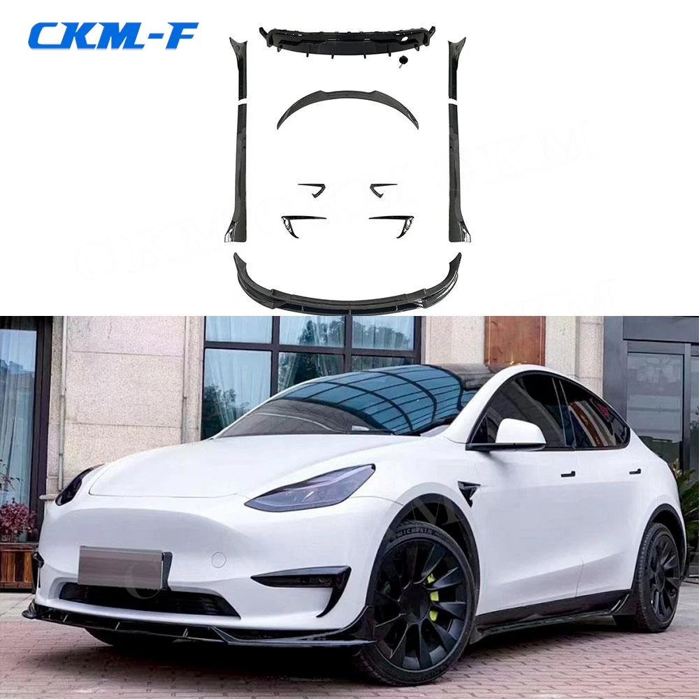 

for Tesla Model Y Car Bodykit Carbon Fiber Front Bumper Lip Rear Diffuser Side Skirts Rear Spoiler Body Kit