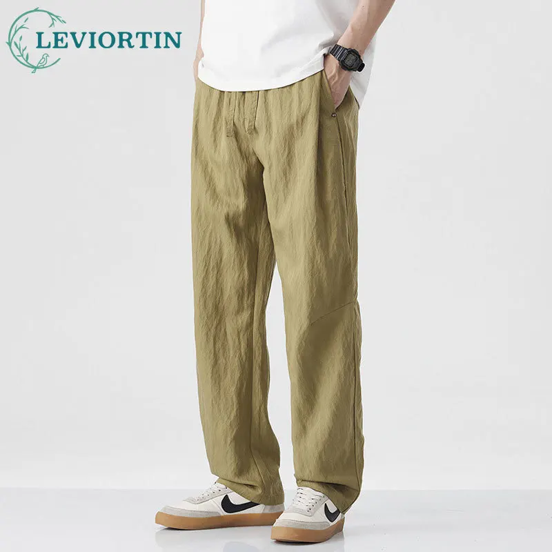 

Men's 2025 Summer American Retro Thin Ice Silk Suspended Quick Drying Loose Simple, Breathable Straight Tube Casual Sports Pants