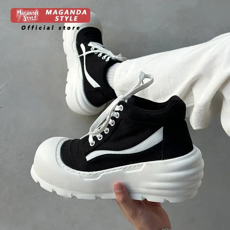 Autumn and winter high top casual shoes, men's inner height increasing canvas bread shoes trendy sports Dad shoes workwear shoes