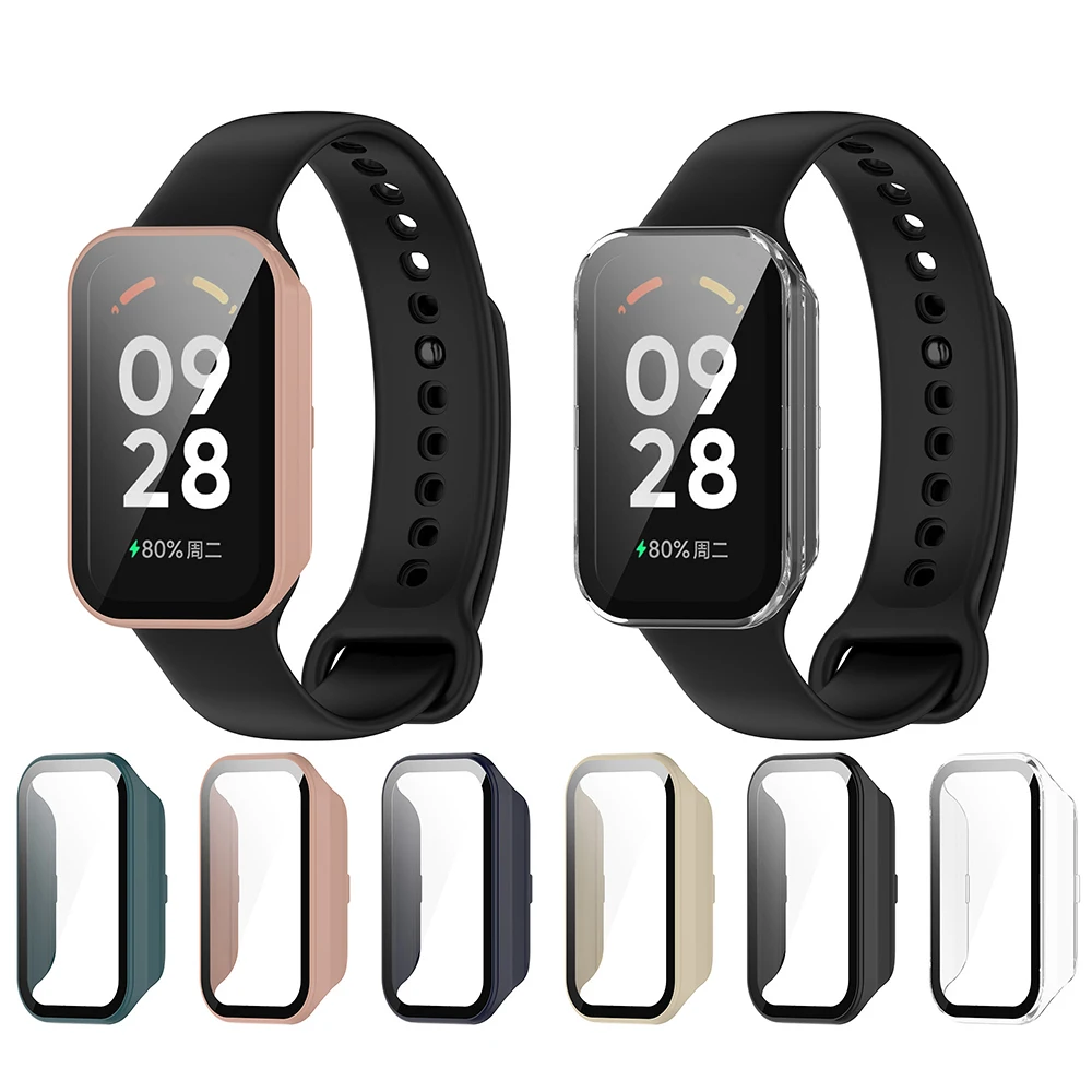 شريط سيليكون حزام وحالة ل Redmi الذكية الفرقة 2 الزجاج المقسى حامي الشاشة غطاء غلاف الملحقات ل Redmi Band2