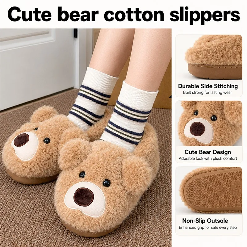 Women Boots Winter Warm Cotton Slippers Cute Animal SlipOn Shoes Soft NonSlip Soles Lightweight Easy Wear Closur Footwear