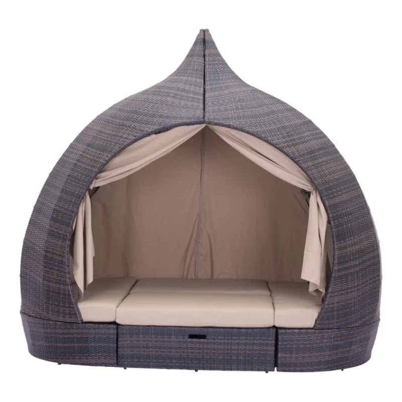 Hotel outdoor rattan bed, villa courtyard garden leisure bird's nest sofa, outdoor creative tent and breakfast furniture