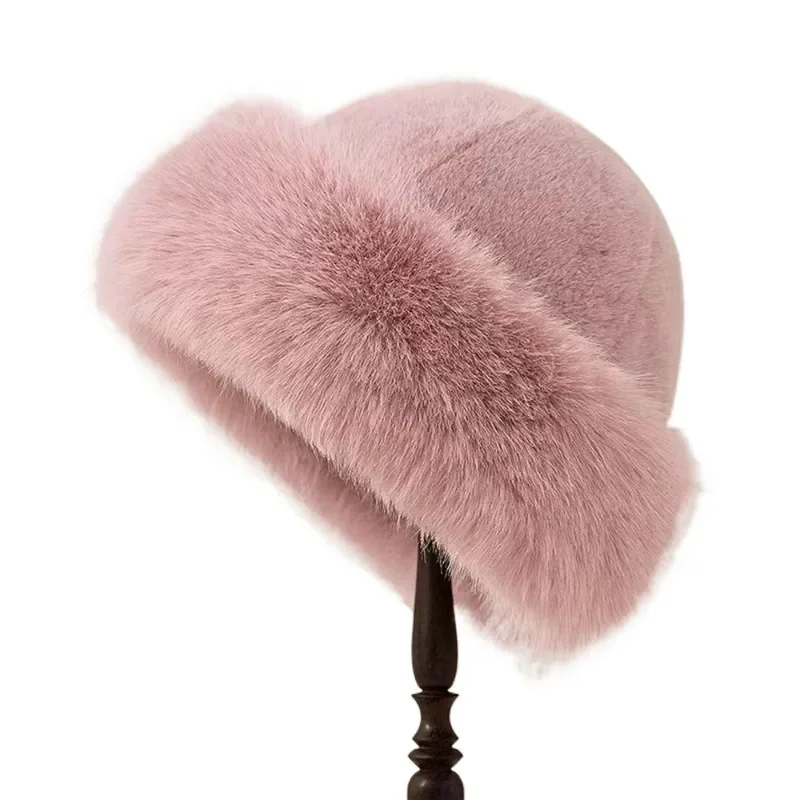 Gorro cálido de invierno para mujer con piel de imitación de terciopelo grueso, gorro de pescador a la moda, gorro con protección para los oídos a prueba de viento para exteriores, 1 Uds.