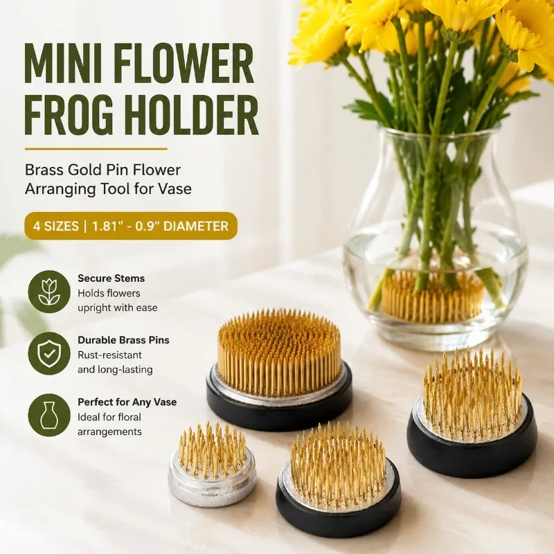Chinese Style Floral Holder Vase with Kenzan Base Fixed Pin Frog Professional Floral Fixing Tool for Irregular Flower