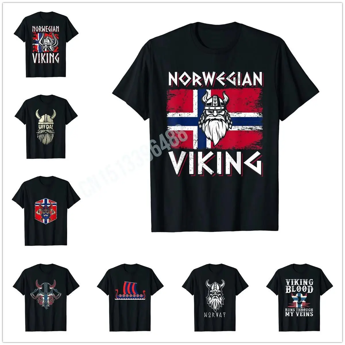 More Design Norway Viking Norsemen Norwegian Flag T-Shirt For Men Women T Shirt Tops Cotton Tees