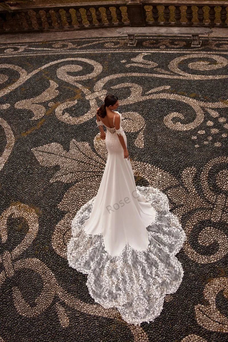 Abiti da sposa applicati di lusso per le donne Sweetheart Lace Vestido de Novia Illusion Lace senza maniche Abiti da sposa personalizzati