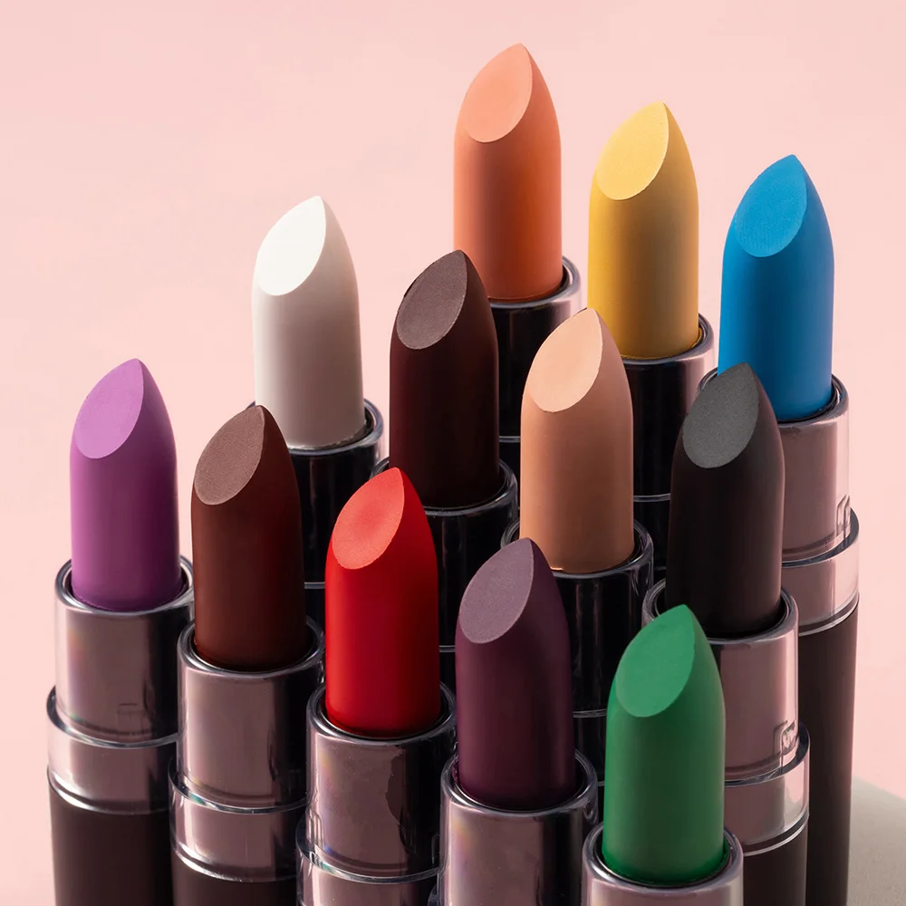 12 لونًا مقاوم للماء أزرق غير لامع أحمر شفاه مكياج أخضر أسود أحمر شفاه أرجواني يدوم طويلاً مستحضرات تجميل الهالوين للنساء