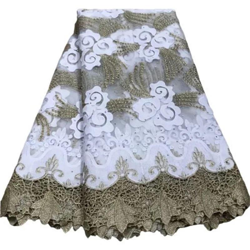 White African Lace Fabric 2019 High Quality Lace Nigerian Lace Fabric With Stones Embroidery Tulle French Lace for Women dress