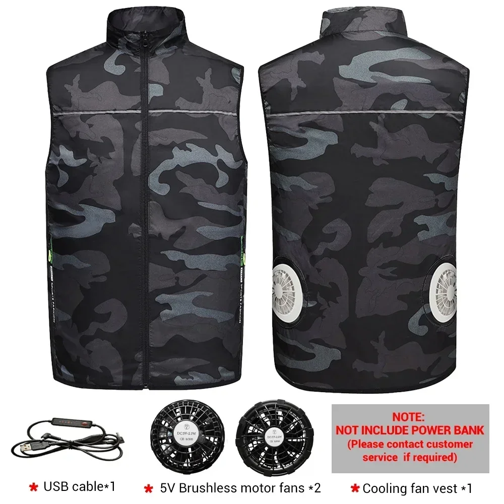 

Men's Ice Vest Fan Air Conditioner Clothes Cool Vest Sport USB Rechargeable Cooling Vest Workers Summer Camping Fishing Overalls