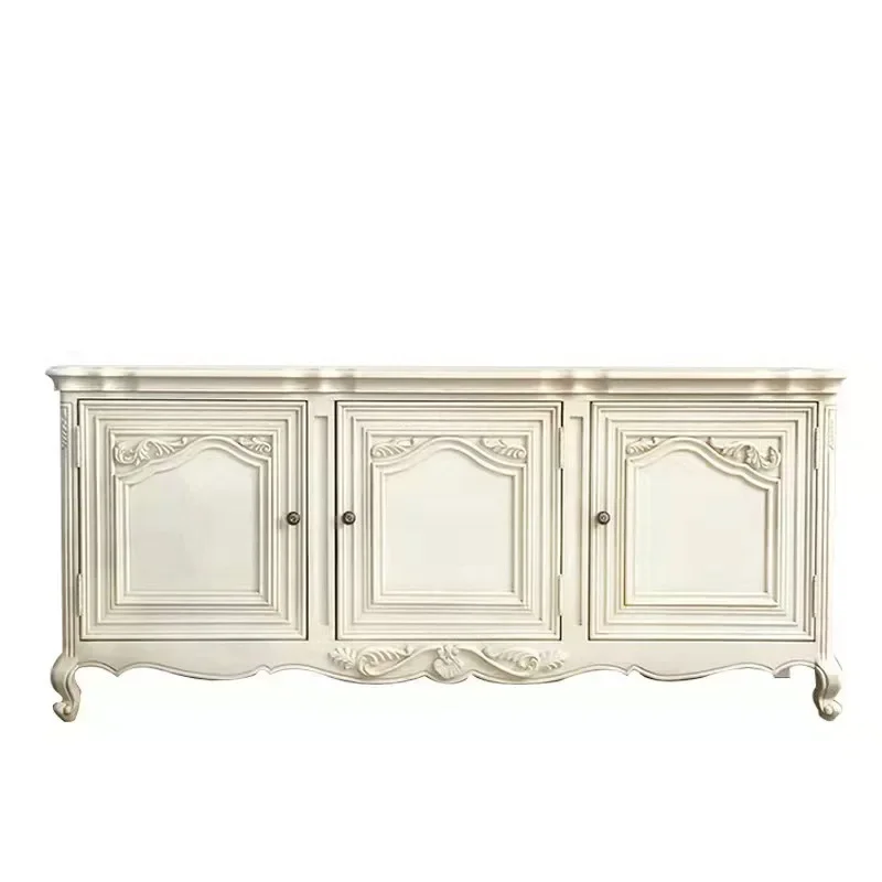 

American TV cabinet solid wood living room household coffee table combination European small apartment retro light luxury cabi