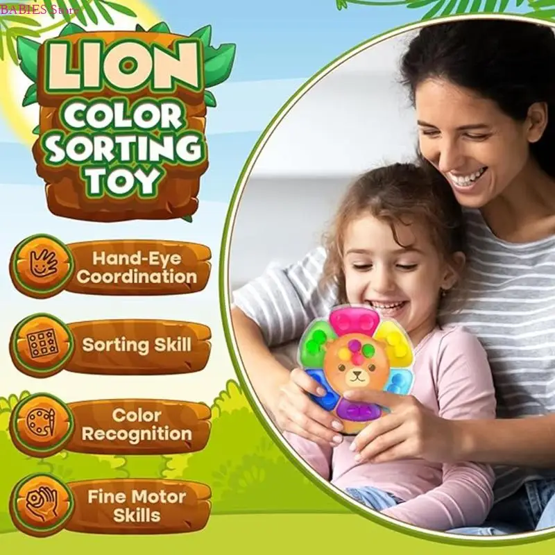 C9GB Sensory Sư tử Sắp xếp màu hoa Đồ chơi cho trẻ quản lý cảm xúc Cứu trợ căng thẳng Giáo dục đào tạo kỹ năng vận động tốt