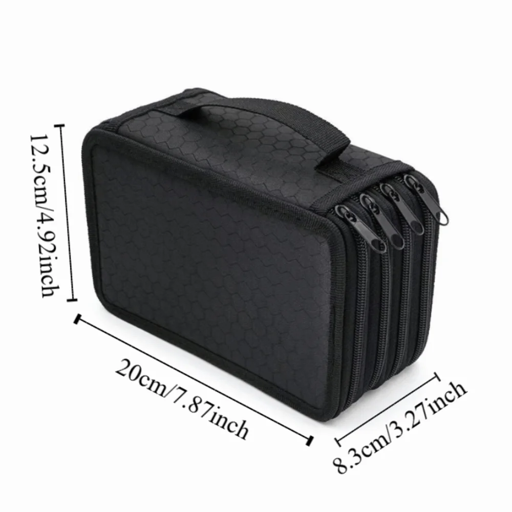 Multifunction 4 Layers Colored Pencil Bag 72 Holes Square Pencils Case Solid Color Smooth Zipper School Stationery Bag Drawing