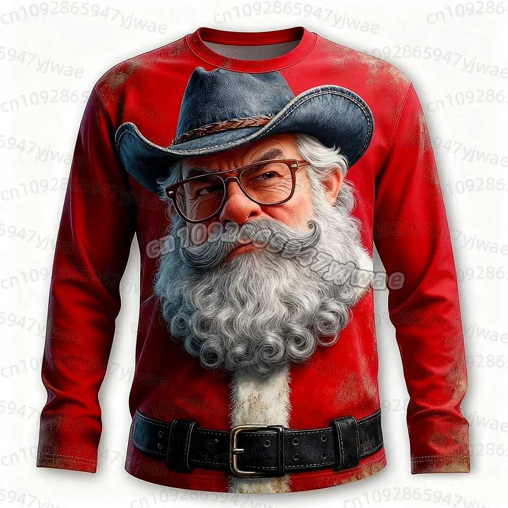 2026 Weihnachts-T-Shirts für Männer mit Weihnachtsmann-Print, Langarm-T-Shirt mit Rundhalsausschnitt, Trendige Streetwear für Weihnachtsfeiern, Herbst-T-Shirt für Männer und Frauen – Detail 21