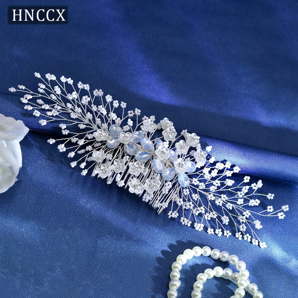 HNCCX Wedding Beaded Hair Comb Bridal Hair Accessories  Elegant Shell Flower Side Hair Comb for Women Girl Headwear CP279