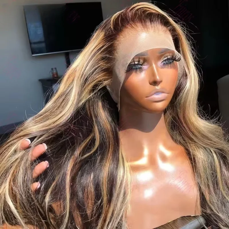 

13x6 Hd Transparent Body Wave Lace Front Wig Colored Highlight Human Hair Wigs For Women Brazilian 4/27 Blonde Pre Plucked Wigs