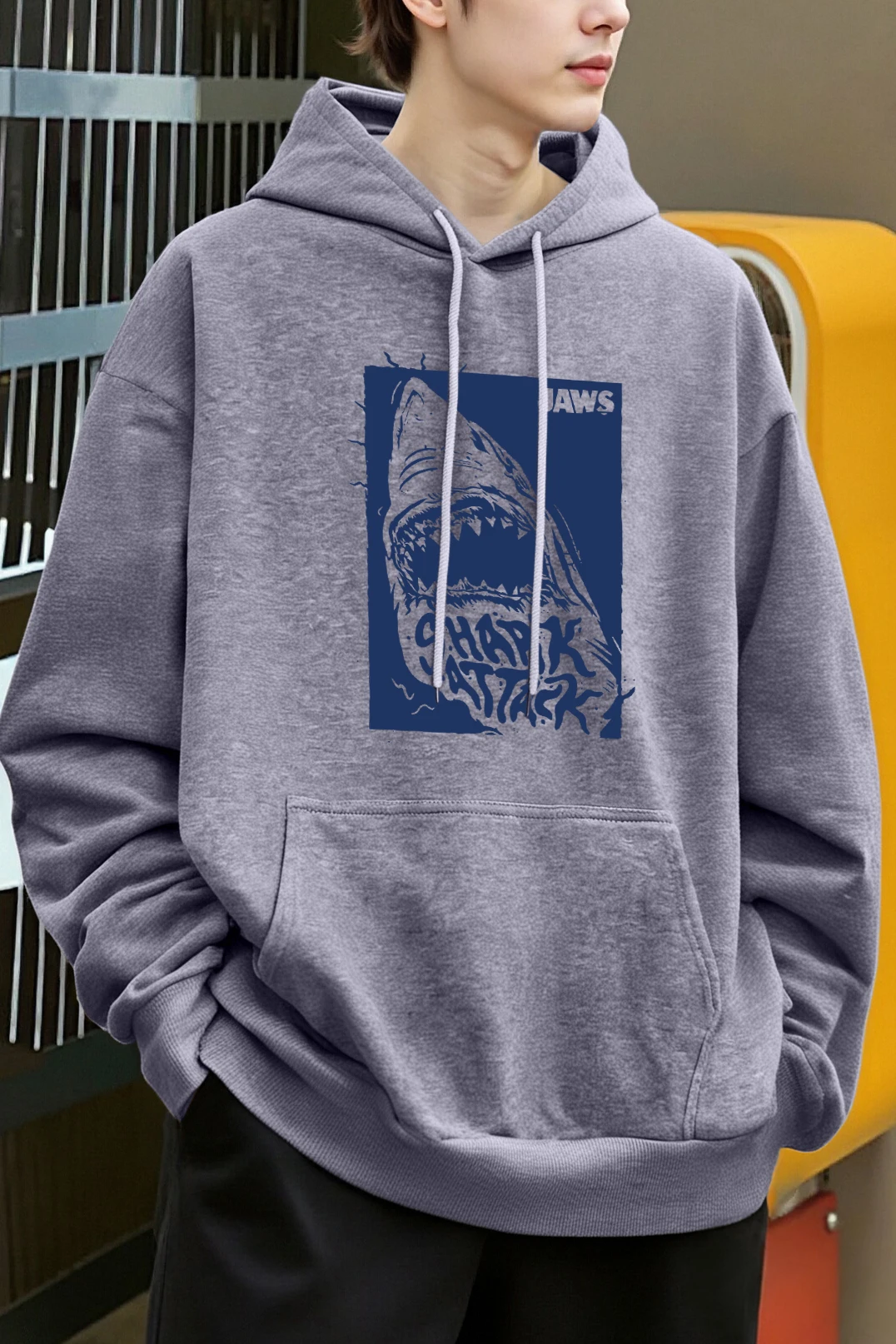 Shark Attack Prints Men Pullover Creativity Warm Hoodie Hip Hop Oversize Clothing Casual Unisex Hoody Autumn Fashion Streetwear