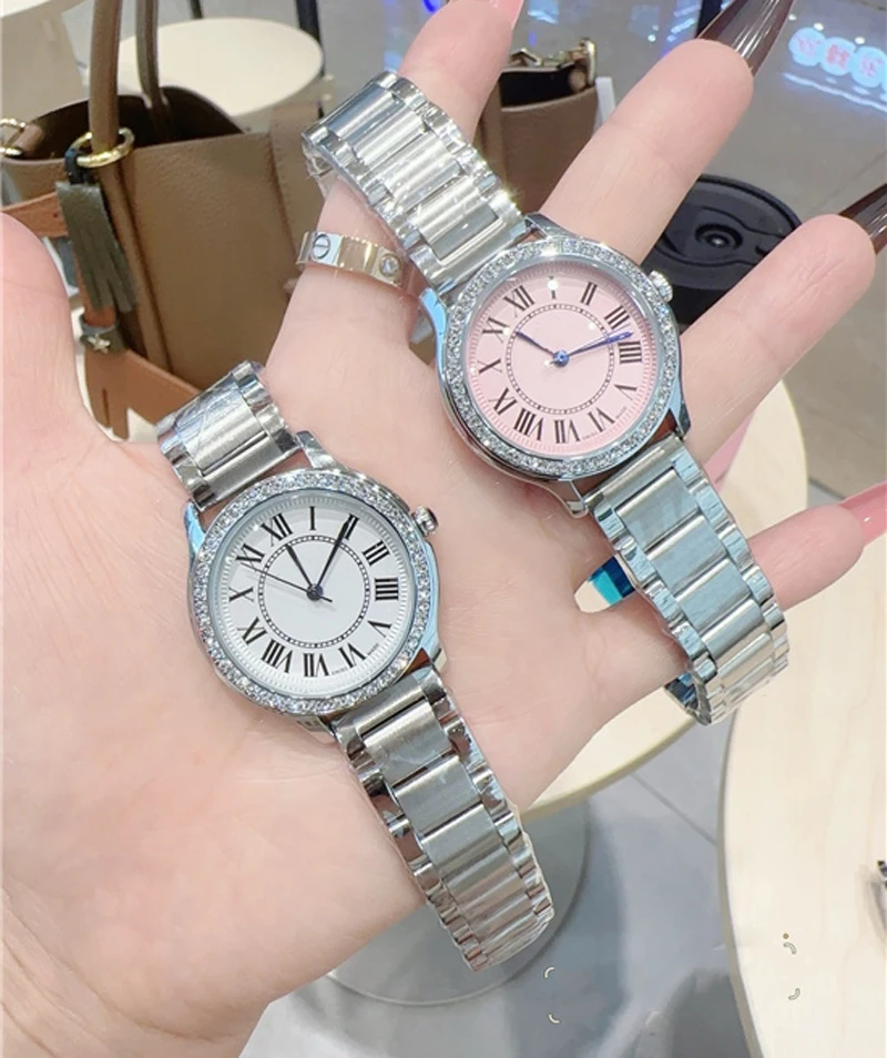 

Модные брендовые наручные часы для женщин и девочек, довольно 32 мм, стальной металлический ремешок, кварцевые роскошные часы CA164